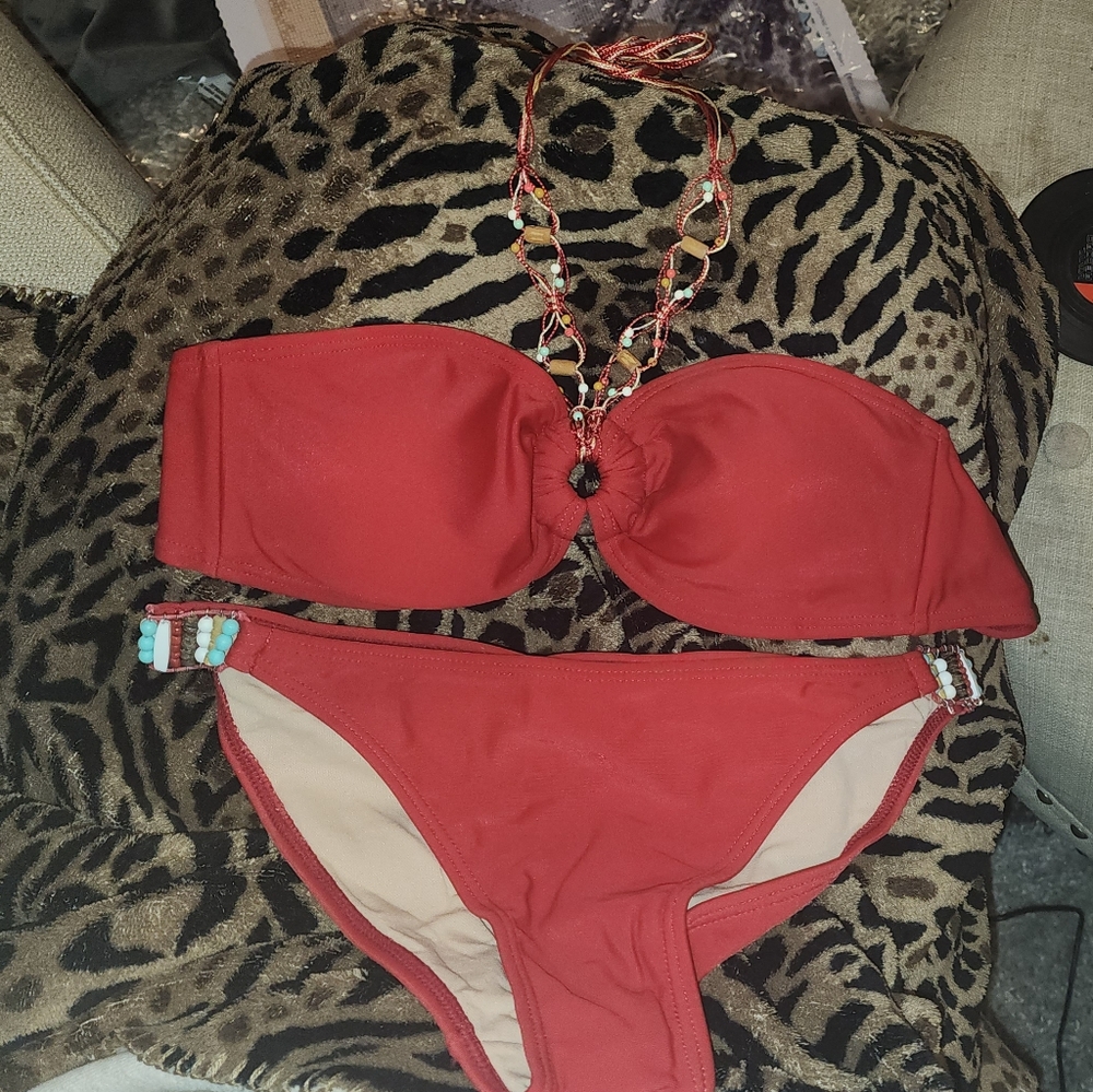Red Tube-top Biki